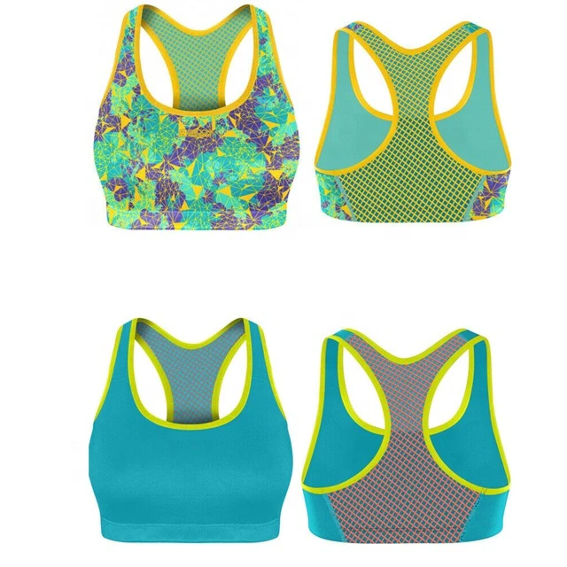 Women's High Support Yoga Bra with Removable Pads Breathable & Lightweight Racerback Sports Bra in Spandex/Polyester