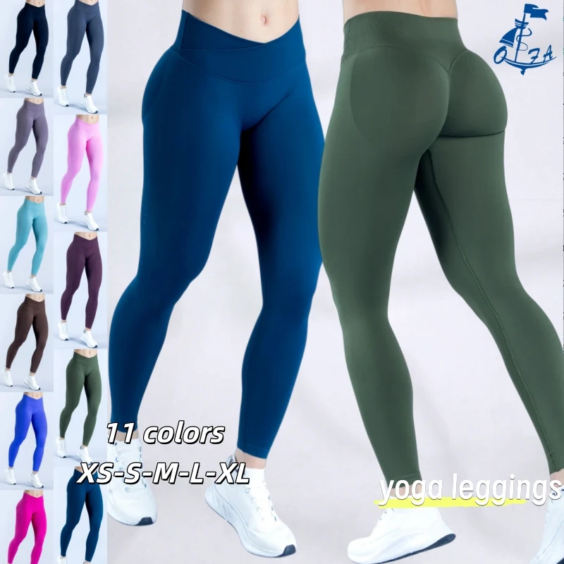 Gym Fitness Yoga Leggings Wholesale Breathable Front Cross-waist Casual Sportswear High-waisted Butt-lifting Yoga Pants Women