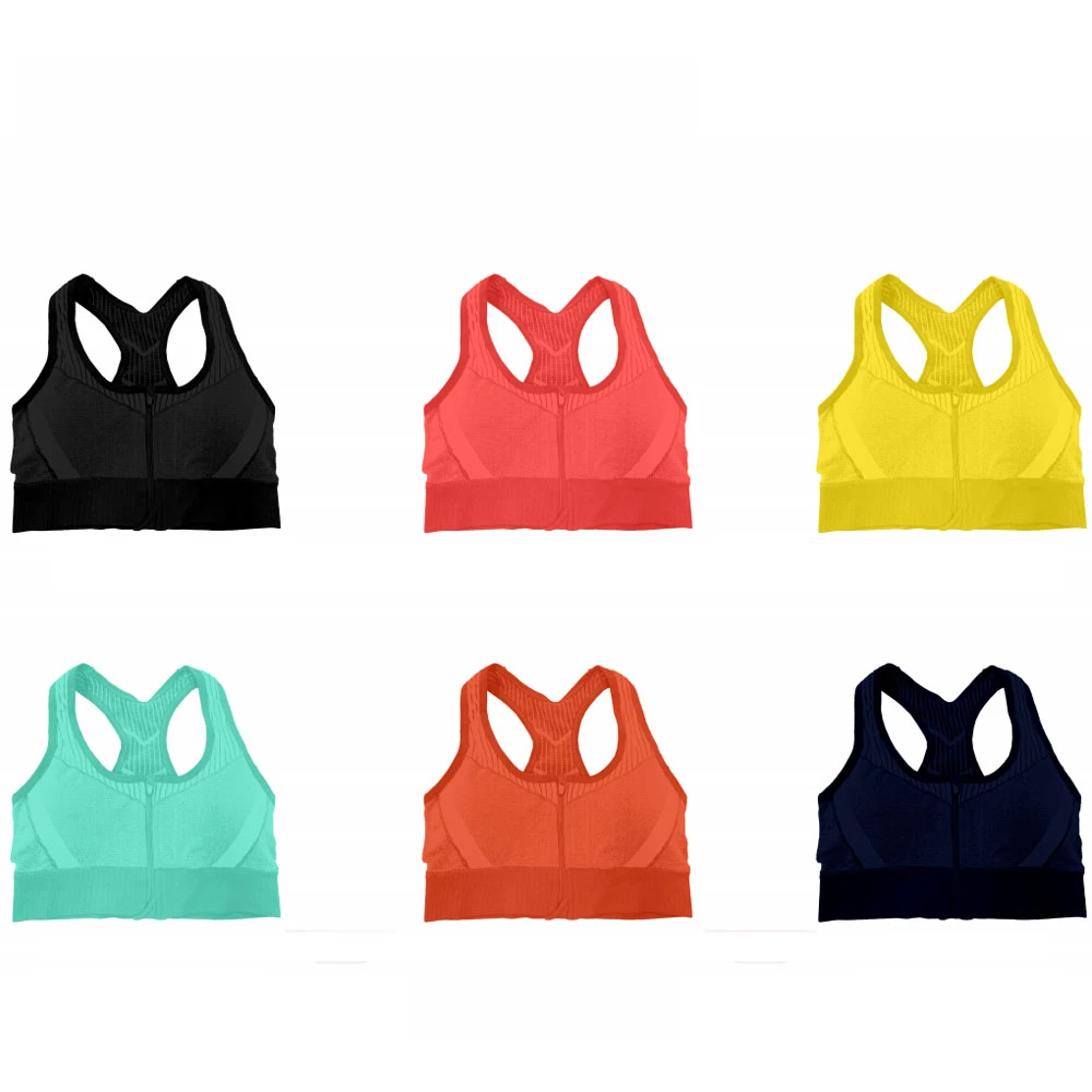 Custom High Support Zipper Seamless Sports Bra for Teenager Girls Young Lady Crisscross Strap Fitness Running Athletic Yoga Tops