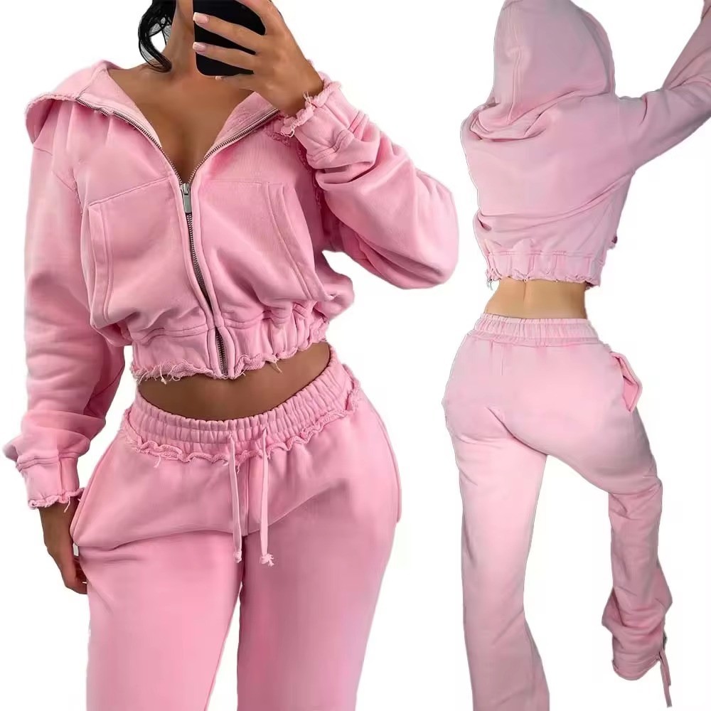 Women Autumn Vintage Solid Breathable Lightweight Nylon/Cotton Fitness Tracksuit Two-Piece Set Exercise Gym Yoga Running Outdoor