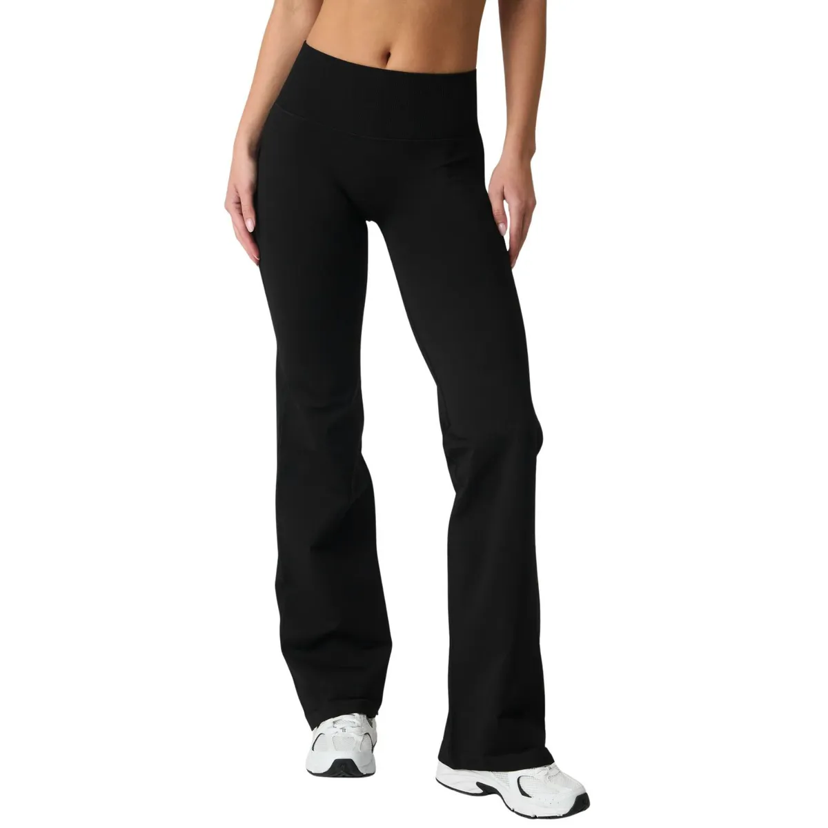 Custom Wholesale High Waist Solid Flare Yoga Pants Women Soft Four-Way Stretch Booty Lift Breathable Eco-Friendly Gym Leggings