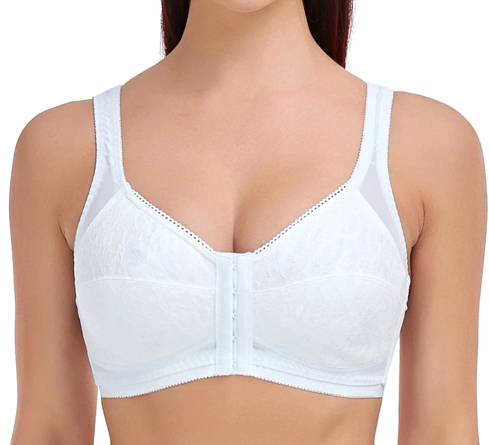 Women Sports Bra Front Removable Pads Soft Wireless Lace Support Back Cross Lift Full Coverage Breathable Plus Size Fitness