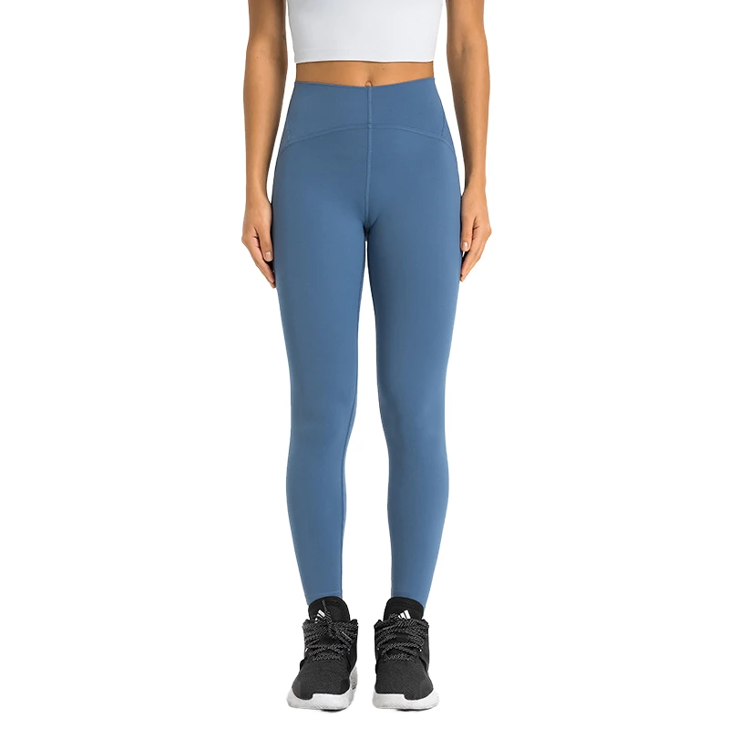 New Double 6 Zero Sense Elastic Tight Lulu Sports Leggings High Waist Gym Yoga Pants Sexy Peach Buttock Slim Show Solid Pattern