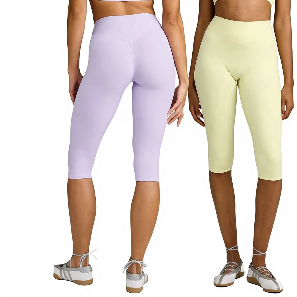 High Waisted Women's Capri Pants Knee Length Yoga Shorts Biker Workout Leggings for Women Summer Activewear