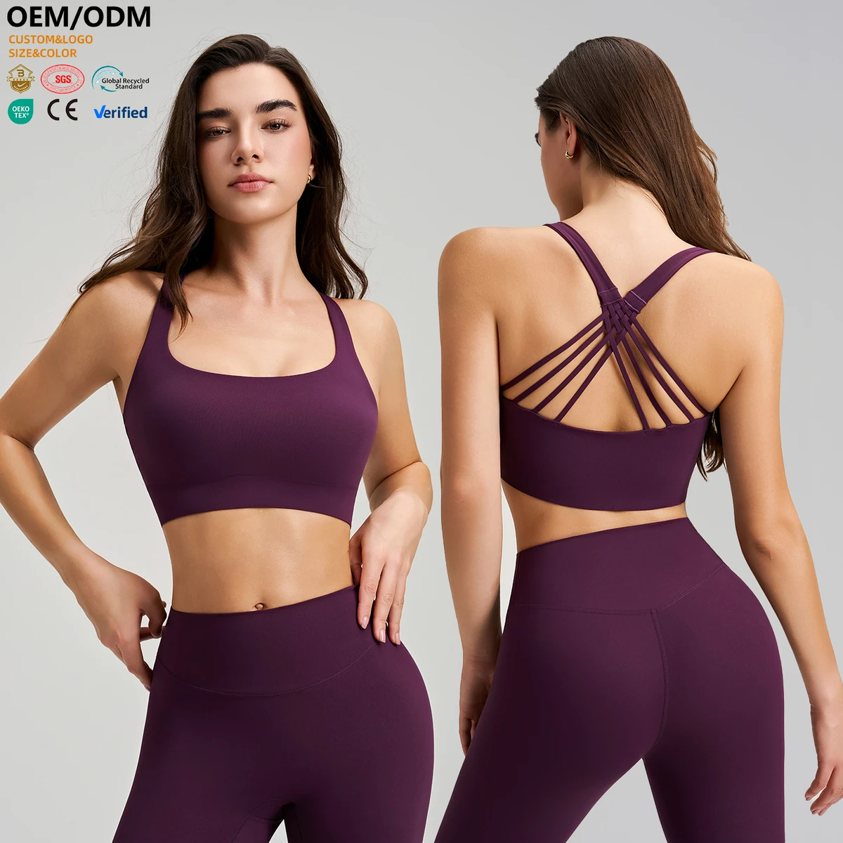 XW-A2-023 Slimming Workout Solid Color Moisture Wicking Gym Clothing Activewear Quick Dry Breathable Yoga Sports Bra