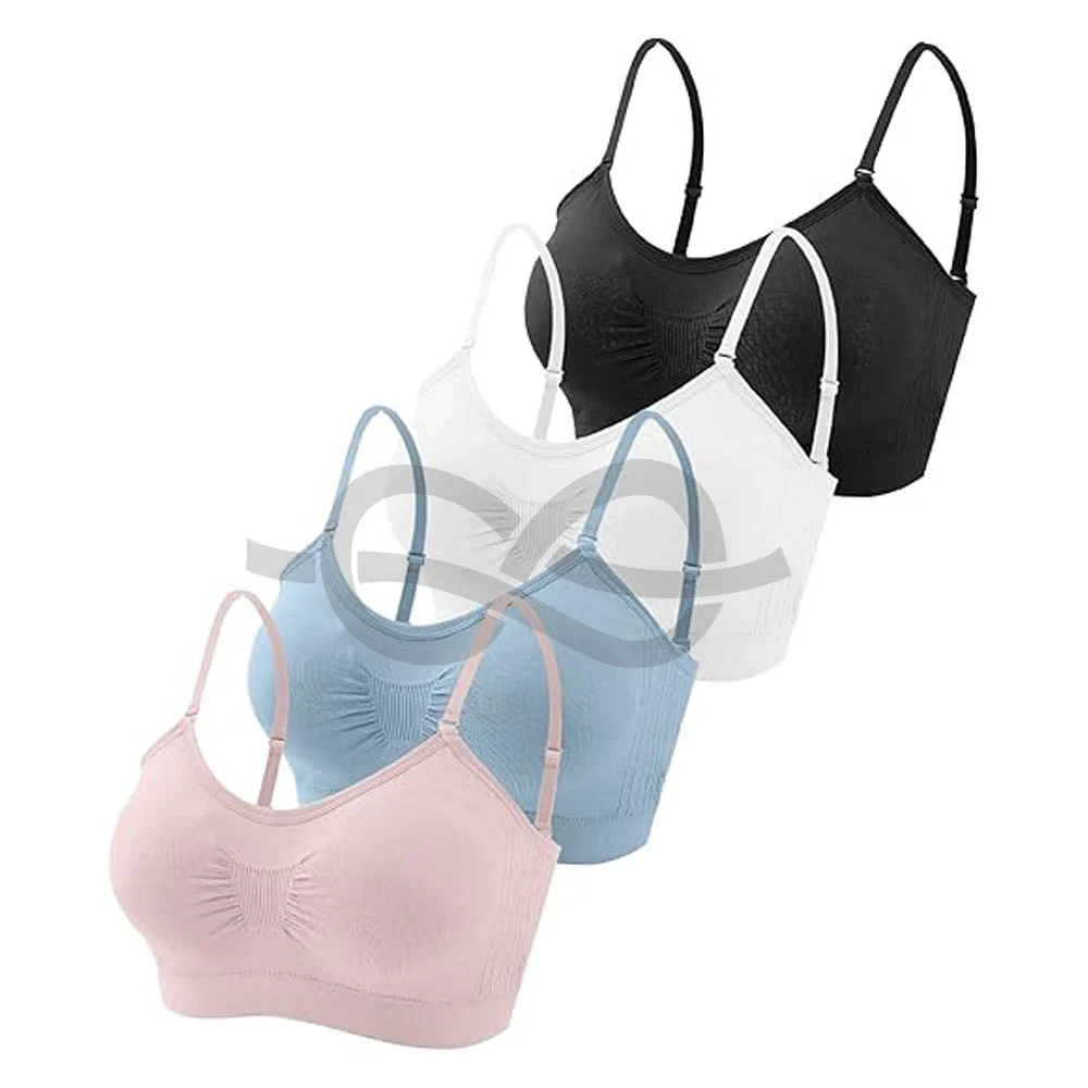 V-Neck Padded Bralette Cami Bra Wireless Tank Top Bra with Adjustable Straps for Support Sports Bra Everyday Wear