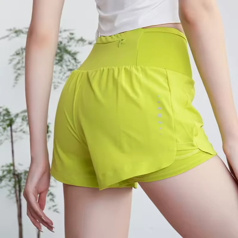 Women's Polyester Fast-Drying Elastic Sports Shorts with Waist Bag Yoga & Fitness Hiking Design