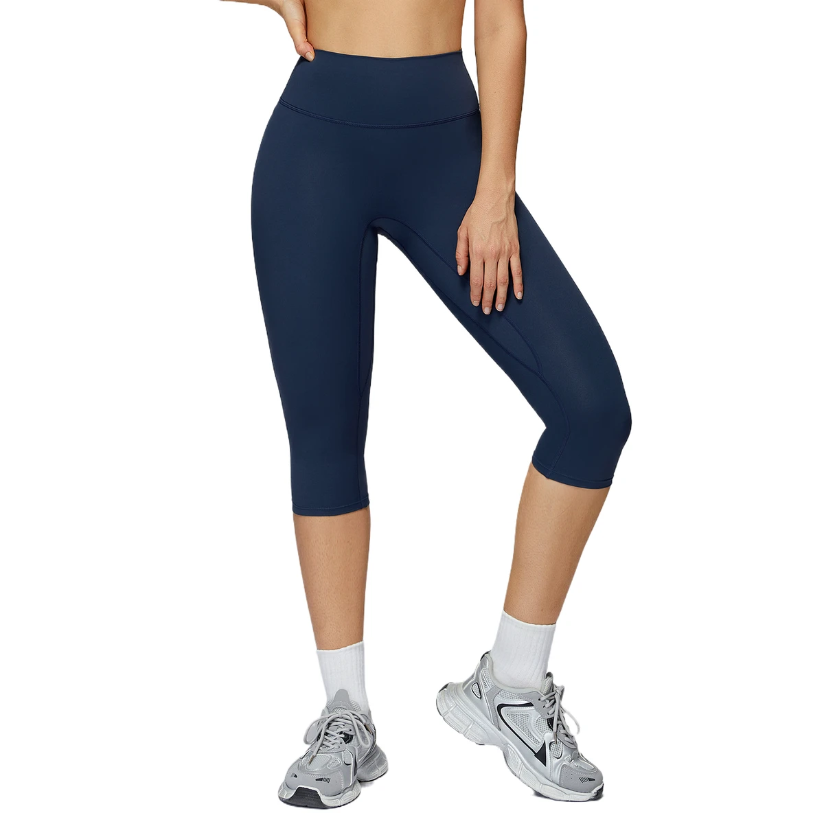 Besty Solid Casual Leggings Spandex/Nylon High Waisted Ankle-Length Women's Pants Slim Fit Elastic Waist Buttery Soft