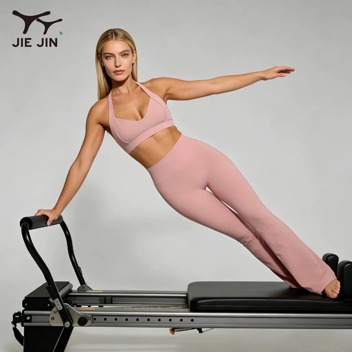 JIEJIN Custom 2-Piece Solid Color Fitted High Waisted Flared Activewear Yoga & Pilates Clothes for Women
