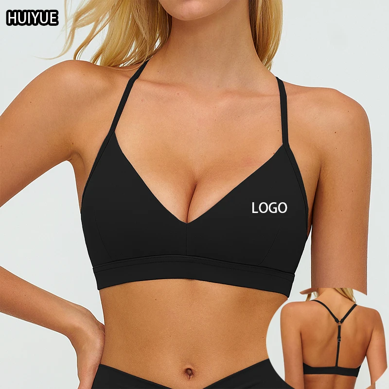 Women's Medium Support Yoga Sports Bra Polyester/Nylon Fabric Quick Dry Removable Chest Pads Solid Pattern Lightweight Design