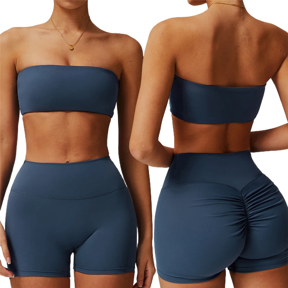 Women's Strapless One-Piece Anti-Glare Sports Bra Eco-Friendly Activewear Fitness Top Breathable Base Layer Yoga Tight