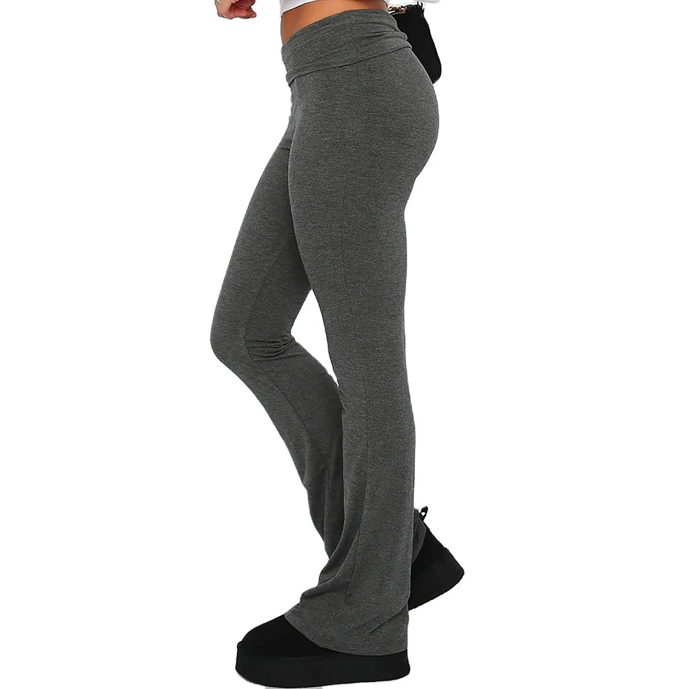 Full Length High Waisted Gym Yoga Leggings Flare Yoga Pants Wide Leg Regular Inseam Workout Flare Leggings for Women In 2026