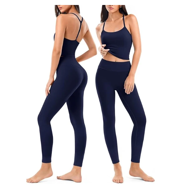 Women's Yoga Wear Suit Gym Fitness Sets Breathable Lightweight 2-Piece Elastic Waist Active Stretch New Solid Custom Design Set