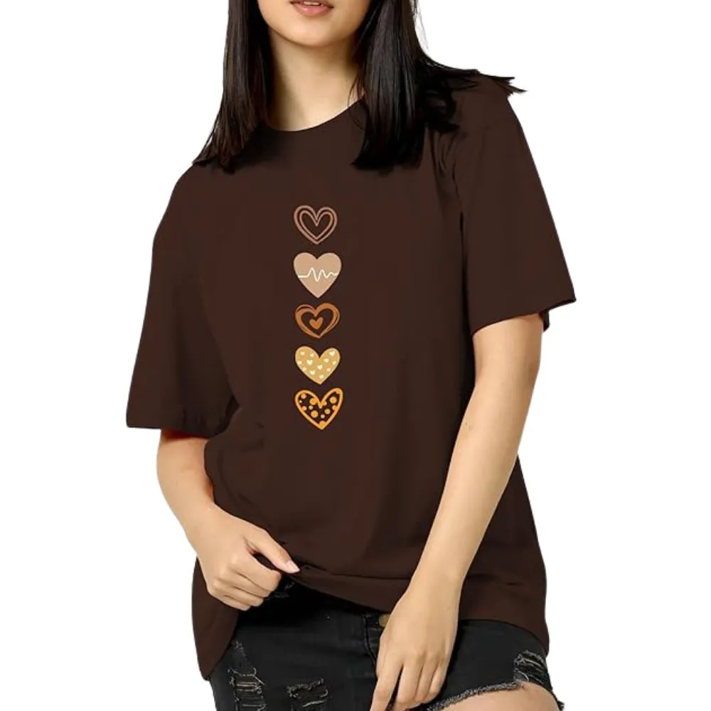 Women's Casual Printed Round Neck, Oversized Longline Drop Shoulder Boho Style T-Shirt
