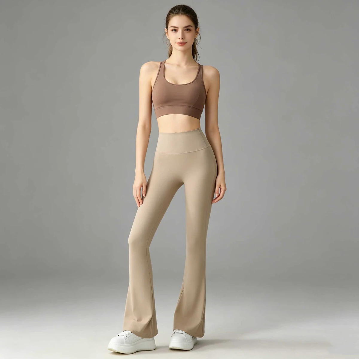 Women High Waisted Yoga Pants Flare Leg Tummy Control with Side Seams