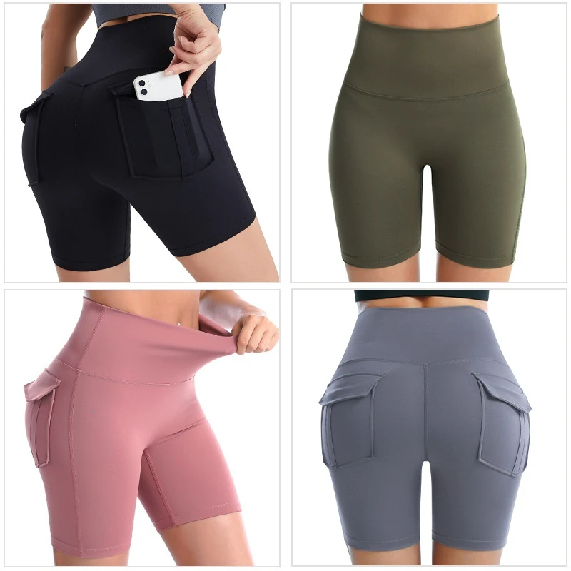High-Waisted Skinny Tummy Control Yoga Shorts Women Summer Quick-Dry Butt-Lifting Fitness Running Sporty