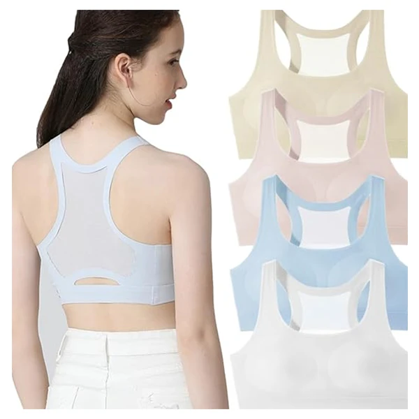 Teen Zero Feel Seamless Sports Bras with Removable Padding Bralette and Slightly Lift Back Girls Bra Training for Young Girls