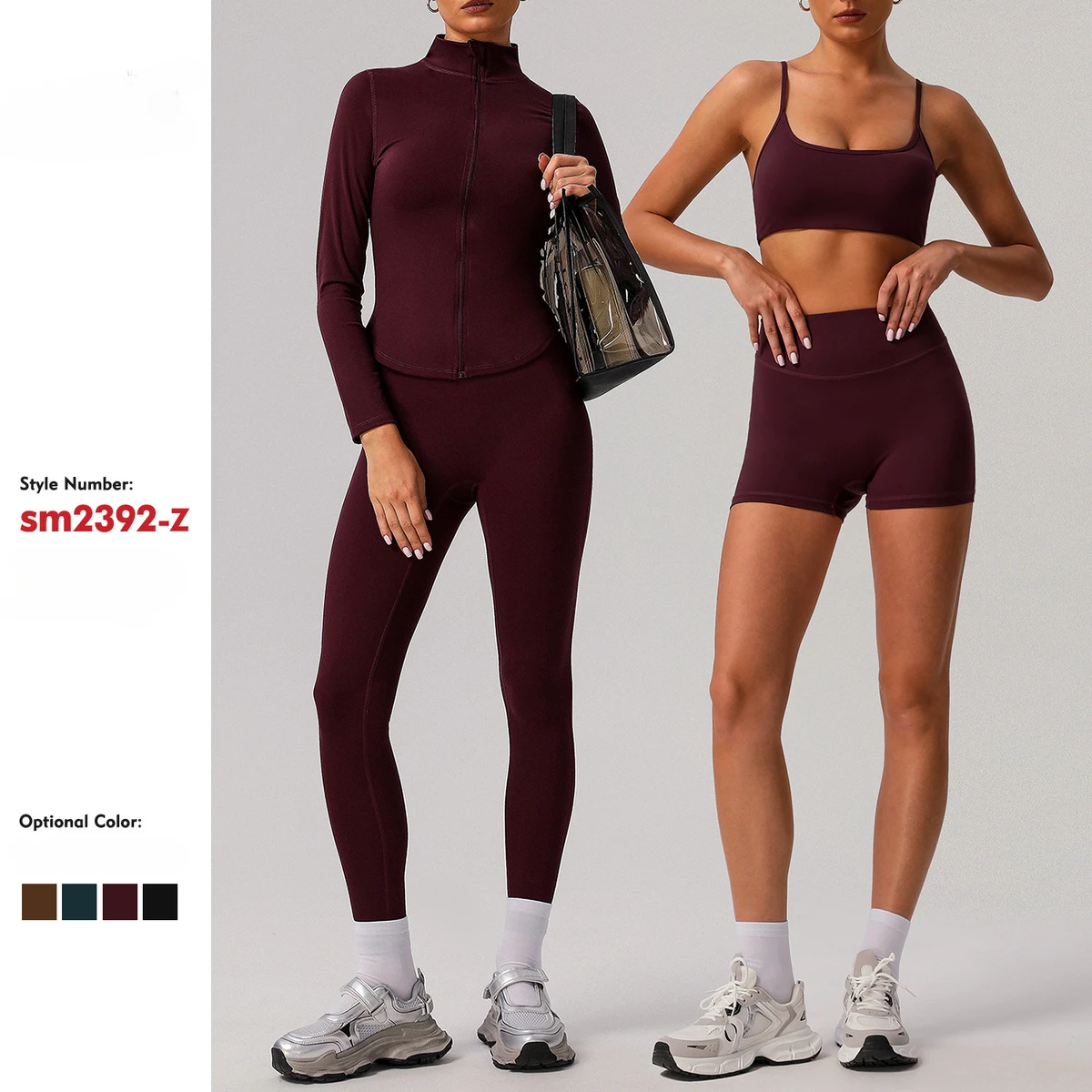 Custom High Quality Solid Front Logo Outdoor Sports Tights Fitness Yoga Wear Women High Waist Yoga Leggings Jacket Yoga Set
