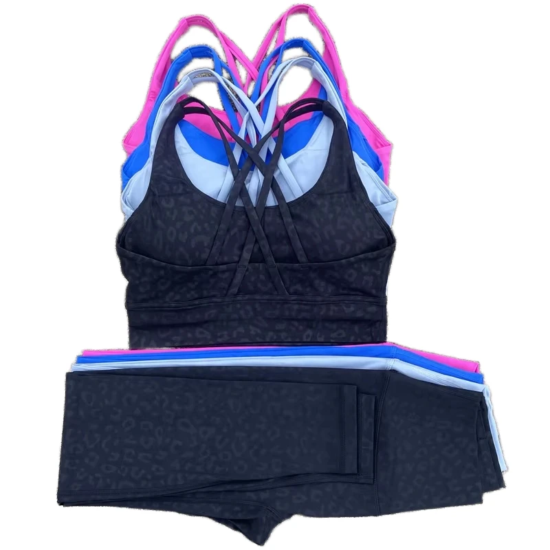 Women's Gym Yoga Set High Waist Elastic Waist Legging & Cross Back Sports Bra Solid Color Athletic 2-Piece Fitness Suit Shorts