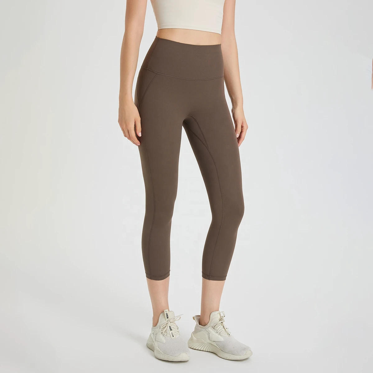 High Waisted Solid 3/4 Length Capri Leggings Women's Yoga Pants Elastic Waist Buttery Soft Slim Fit Butt Lifting Breathable