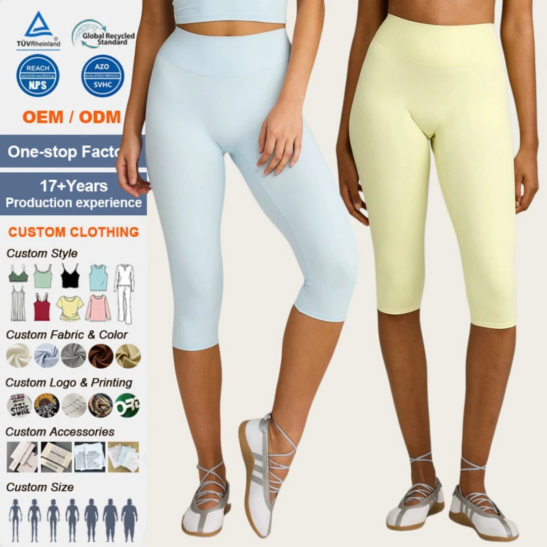 Women's Quick Dry Capri Workout Leggings High Waist Tummy Control Butt Lifting Yoga Cropped Pants for Running Gym Pilates Sports
