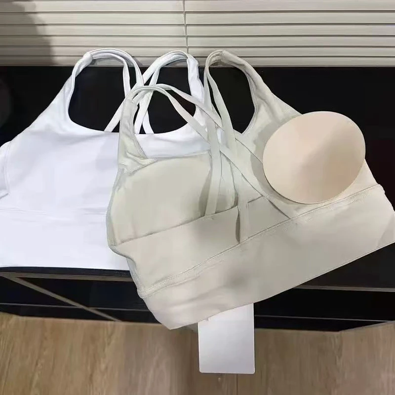 Custom LULU Cross Strap High Support Shockproof Sports Bra Breathable Quick Dry Sweat-Wicking V-neck Gym Tank Tops Running