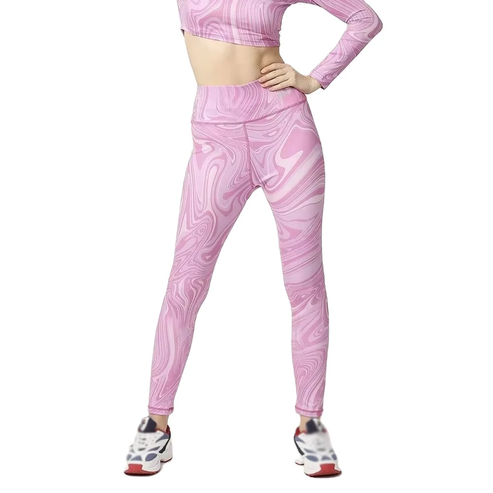 Women's Yoga Leggings High Elastic Waist Color Blocking Four-Way Stretch Slim Fit Activewear Custom Logo 100% Polyester Quick