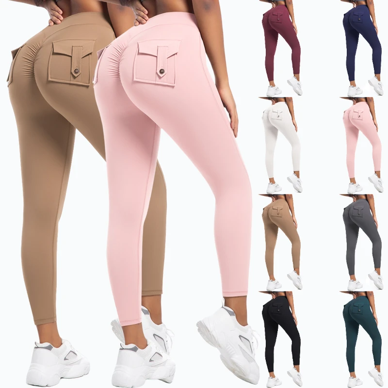 Custom LOGO Push Up Yoga Leggings For Women Gym Fitness Sports Wear Workout Running Tights Scrunch Butt Yoga Pants With Pockets