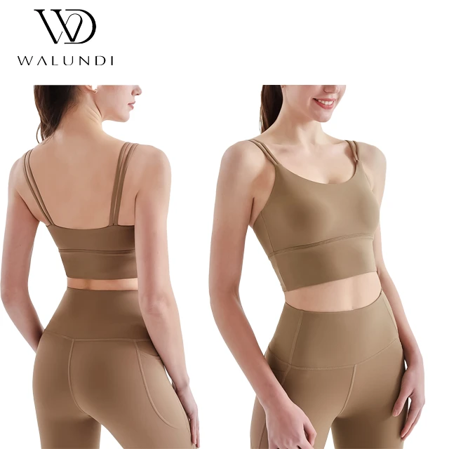 Fixed Cup Yoga Bra Breathable Sports Camisole Double Shoulder Strap Beauty Back Gym Underwear Adults