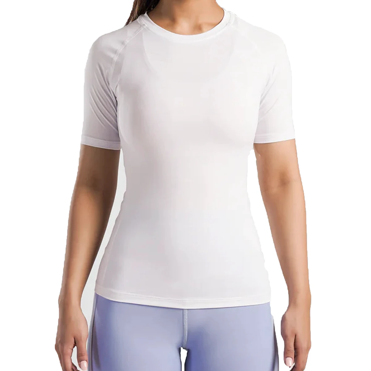 87% Polyester 13% Elastane V-neck 4Way Stretch Dual-Layer Fabric Compression Shirts Fast-Drying Plus Size Rash Guard