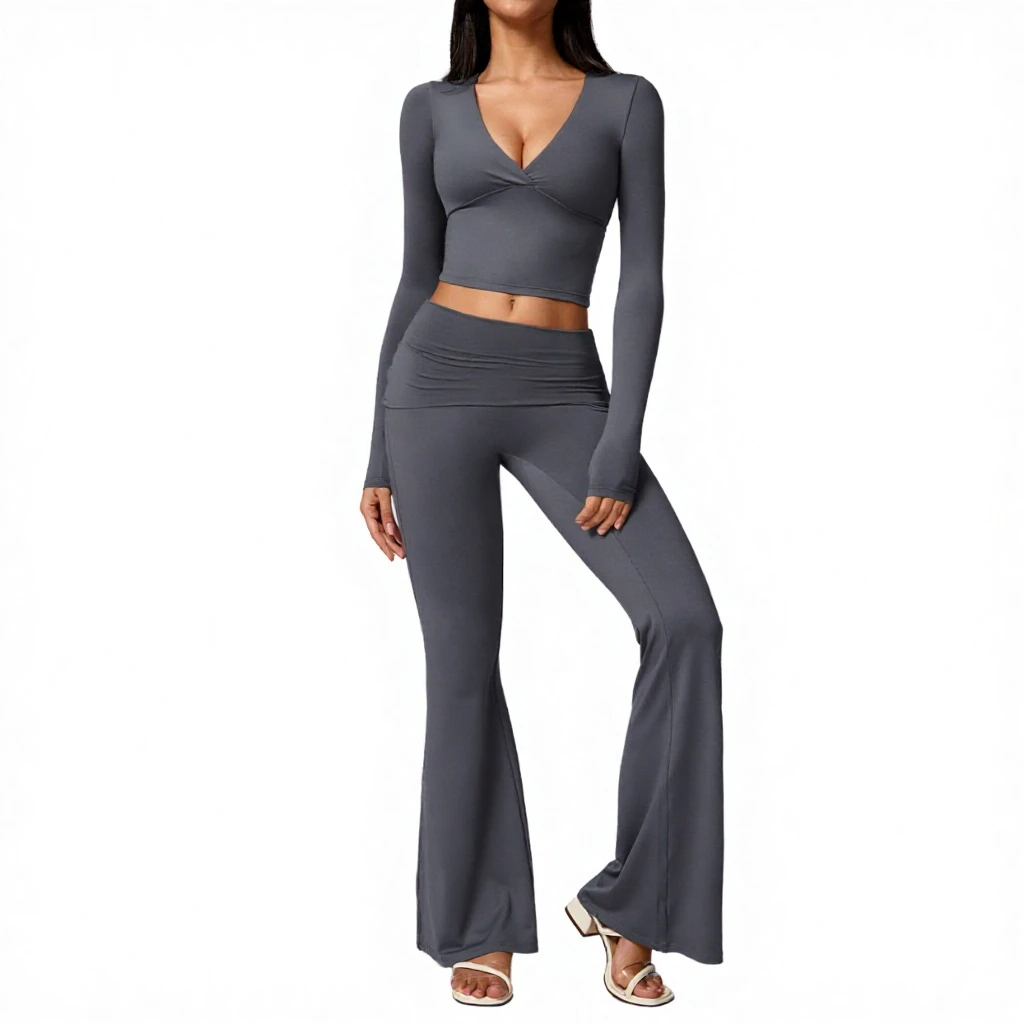 Casual Beauty Back Solid Breathable Quick Dry Yoga Suit Women Plus Running Fitness Wear Tight Seamless Elastic Waist 2-Piece Set