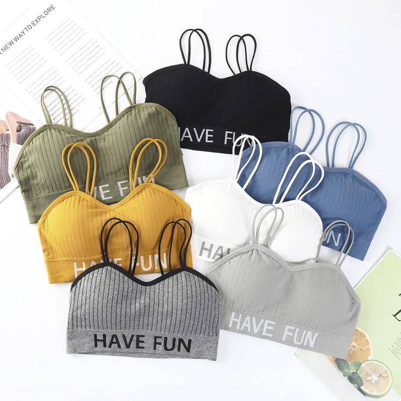 Teenage Girls Sport Camisole Bra Top Wireless Removable Pads Comfortable Fit Custom Logo Running Sports Bra