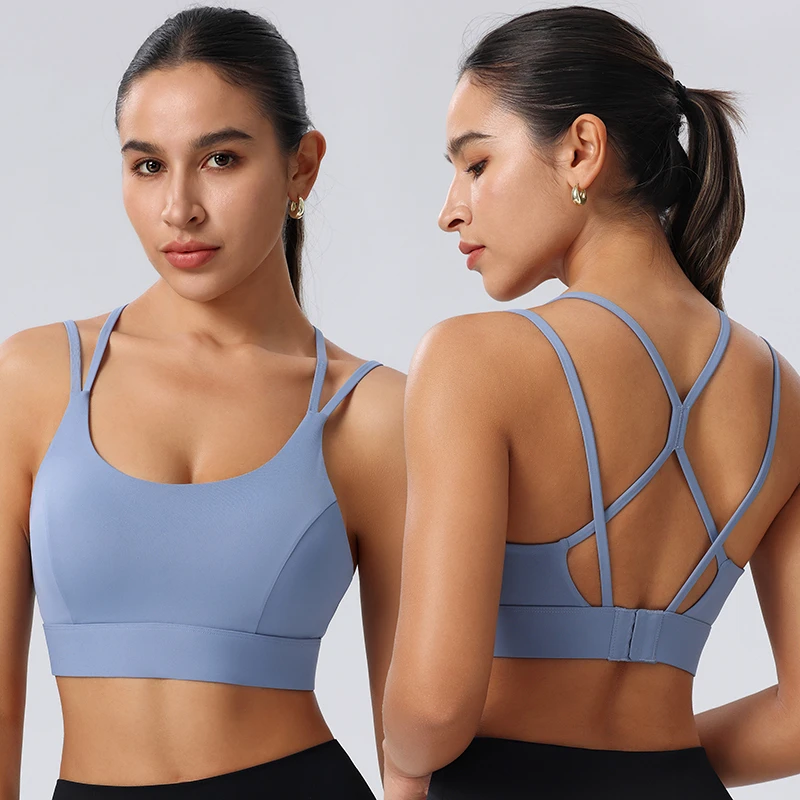 Wholesale women sports running bra cross back hook high impact shockproof gym fitness yoga top bra sport for ladies