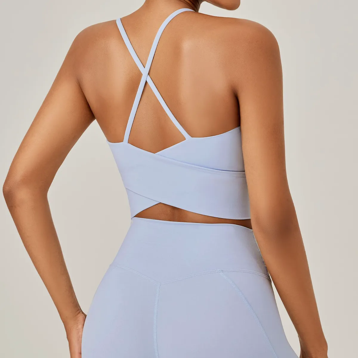 High Stretch Gym Sports Bra One-piece Cup Breathable Backless Workout Clothes Fitness Yoga Bra