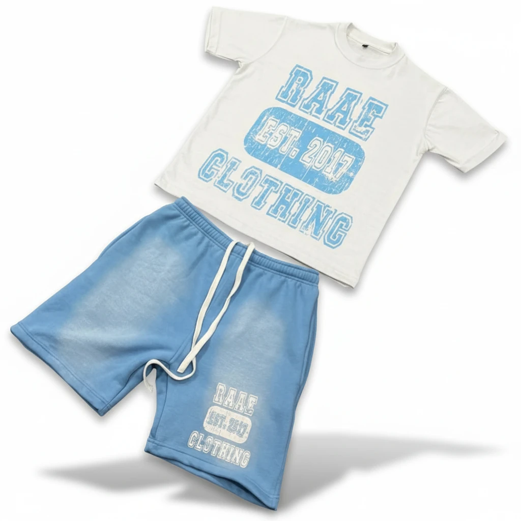 Custom logo printing Men causalwear Summer Two Piece Sets All Over Screen Print T Shirts & Shorts Set For Men and women