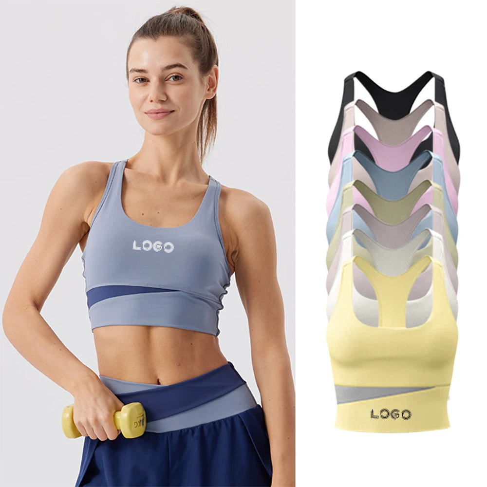 Wholesale Custom Women's Naked Feel High Support Quick Dry Breathable Seamless Padded Racerback Workout Top Gym Yoga Sports Bras