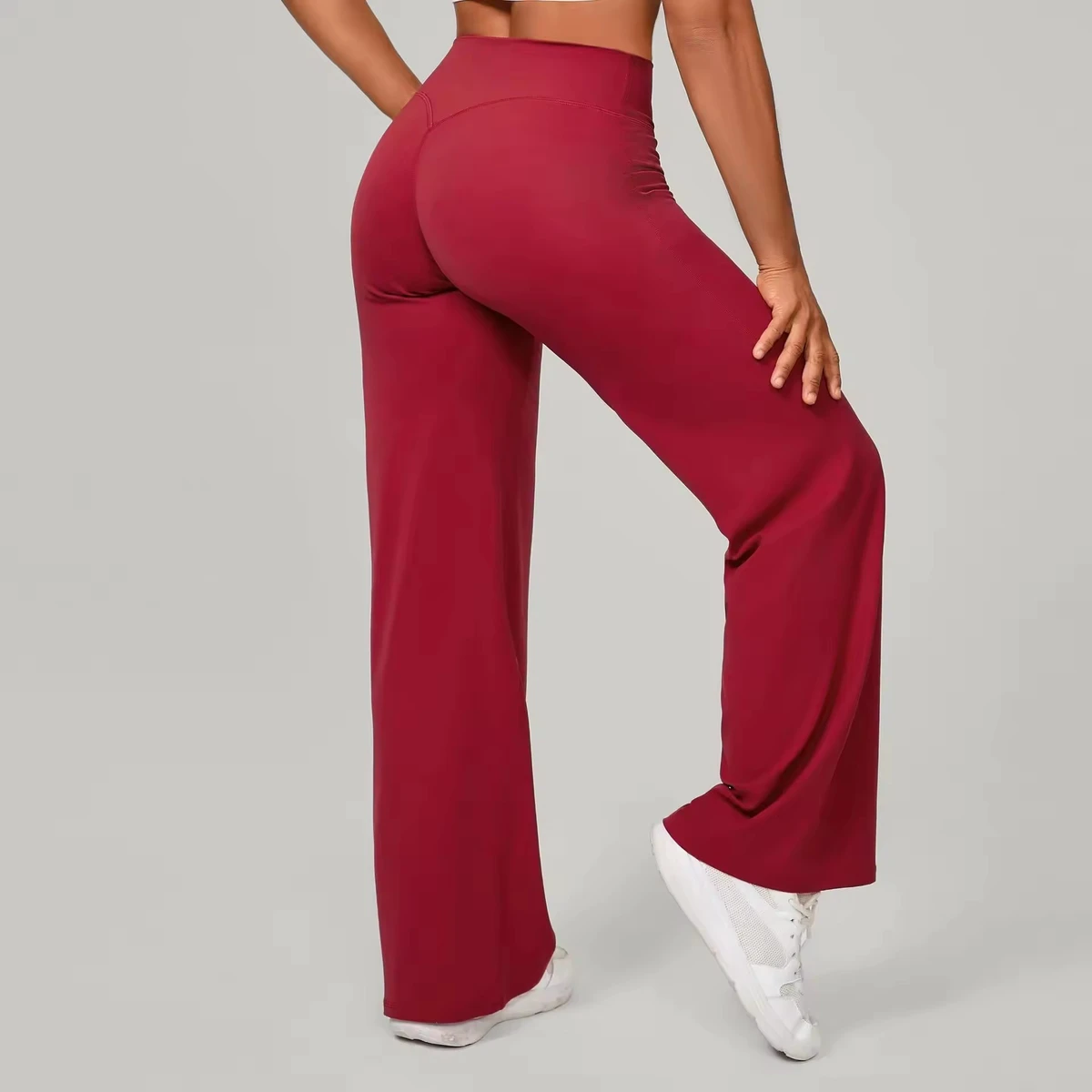Custom Wholesale Womens Solid Seamless Running Scrunch Butt Flare Leggings High Waist Tummy Control Yoga Pants Four-Way Stretch