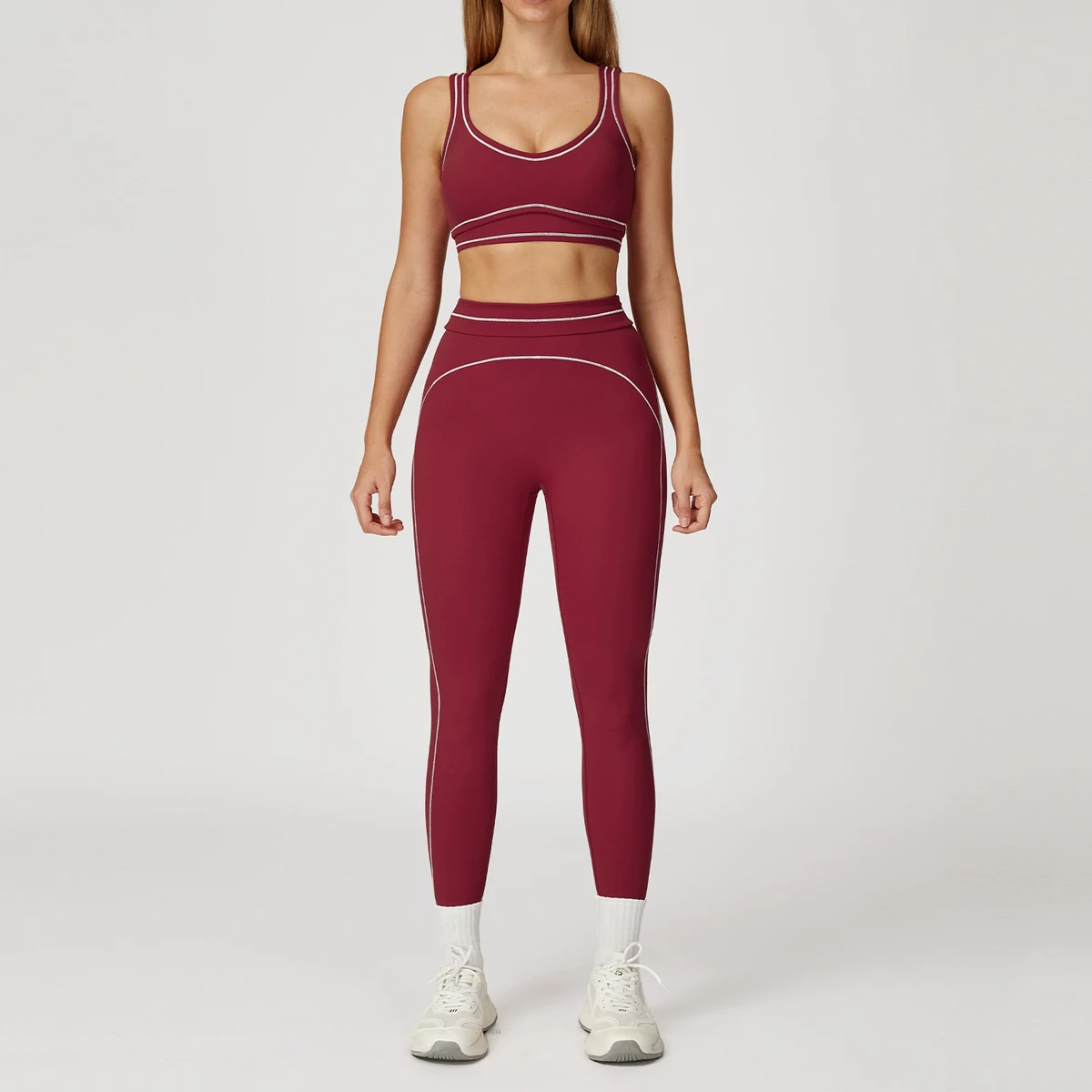 YanRuo Solid Brushed Breathable Lightweight Yoga Bra & High-waisted Hip Lift Shorts Set with Four-Way Stretch for Women