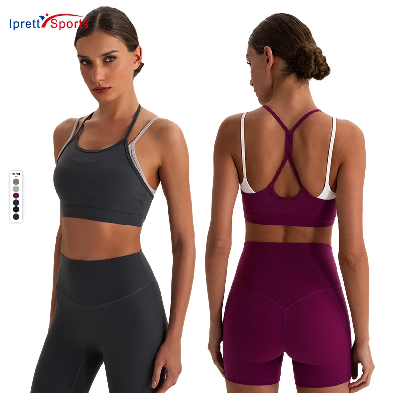 High Support Sport Bra Custom Logo Double Shoulder Straps Activewear Women Gym Wear Fitness Yoga Tank Top