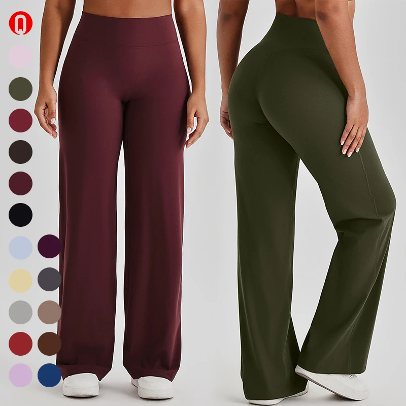 Womens Breathable Yoga Pants High Waisted Loose Straight Leg Sports Pants Full Length Fitness Running Gym Training Trousers