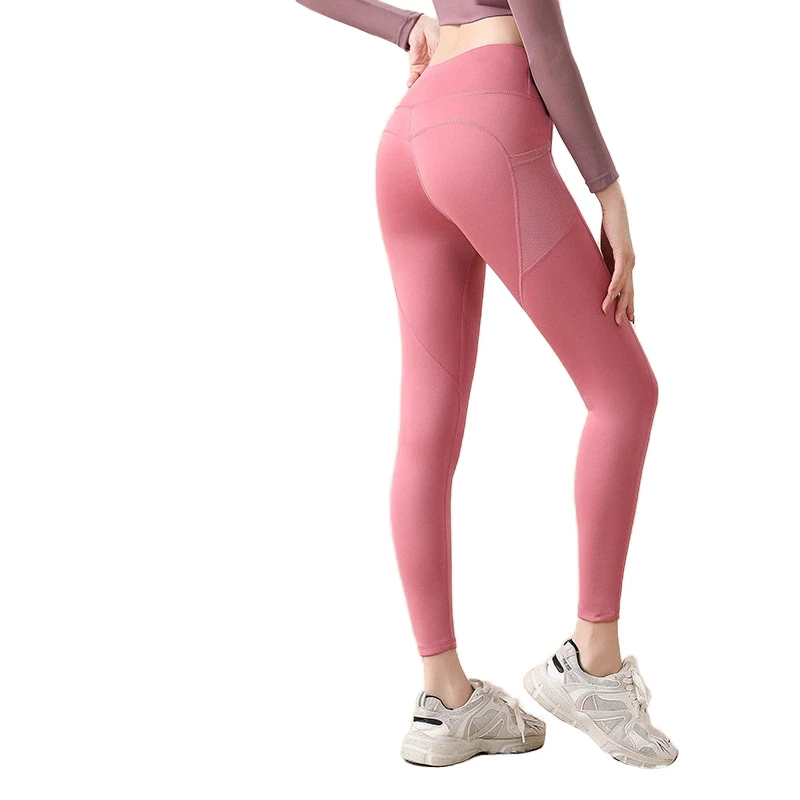 Women's High Waist Solid Breathable Yoga Leggings with Tummy Control for Workout Running Gym-Spandex/Nylon Material