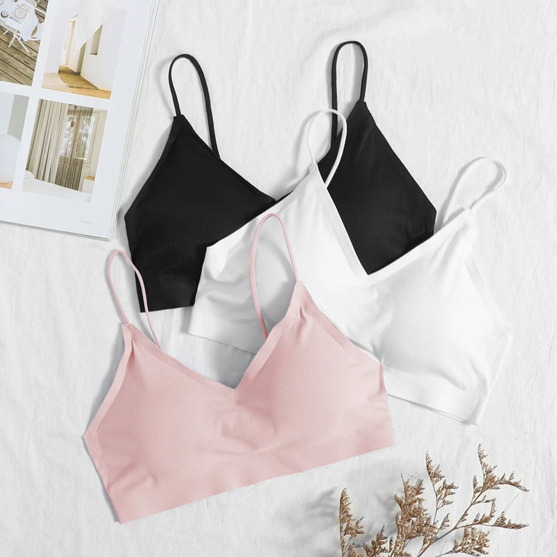 New Design in Training First Big Girl Underwear Cross Back Padded Camisole Sports Bra for Young Teen Girls
