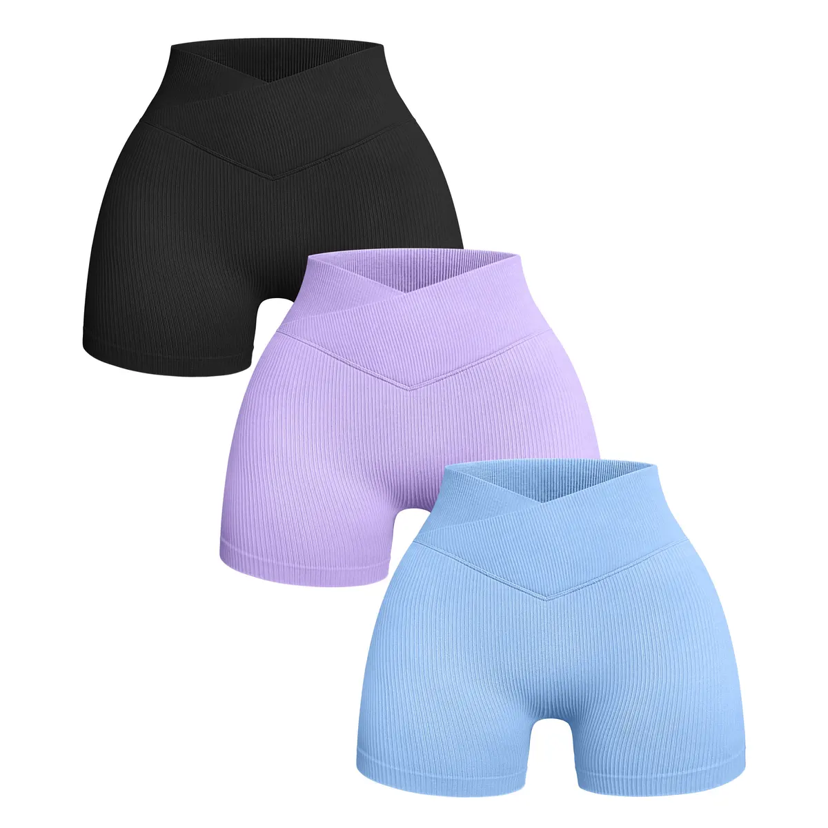 High Quality Women's High Waisted V-Shape Yoga Sports Shorts Elastic Waist Cinching Lifting Tight Shorts Solid Pattern Womens
