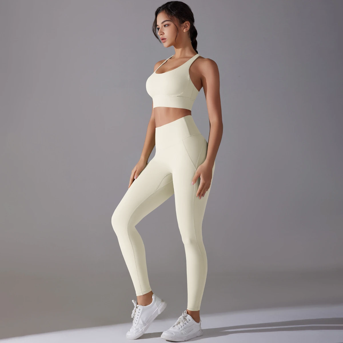 Wholesale Custom Logo 2PCS Women's Yoga Set Fitness Sports Suits Gym Workout Clothing Cross Strap High Waist Leggings Sportswear