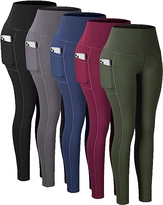 WOJIEER Women's High Elastic Waist Gym Soft Stretch Tummy Control Scrunch Butt Yoga Leggings Full Length Pockets Tight Print