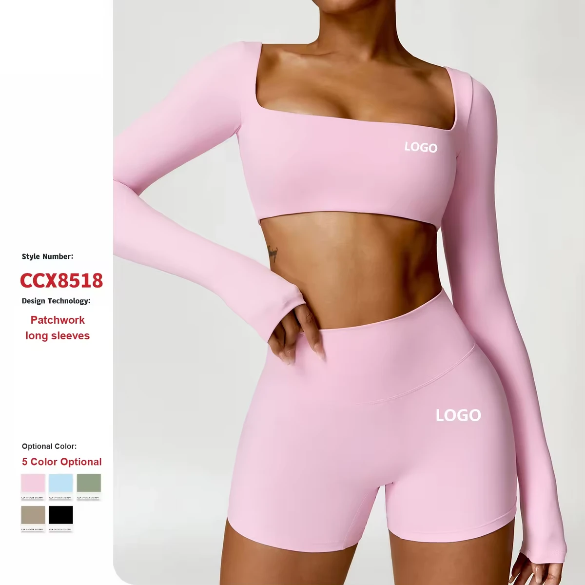 Hot Sale Women's High Quality Sports Bra High Waist Leggings Set Long Sleeve Workout Gym Sportswear Fitness Clothes Shorts Yoga