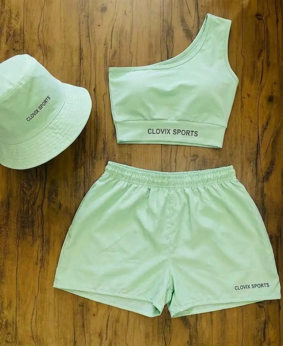 Wholesale Custom Logo Women Yoga Set One Shoulder Sports Bra with Shorts Gym Wear Tracksuit Fitness Outfit For Summer
