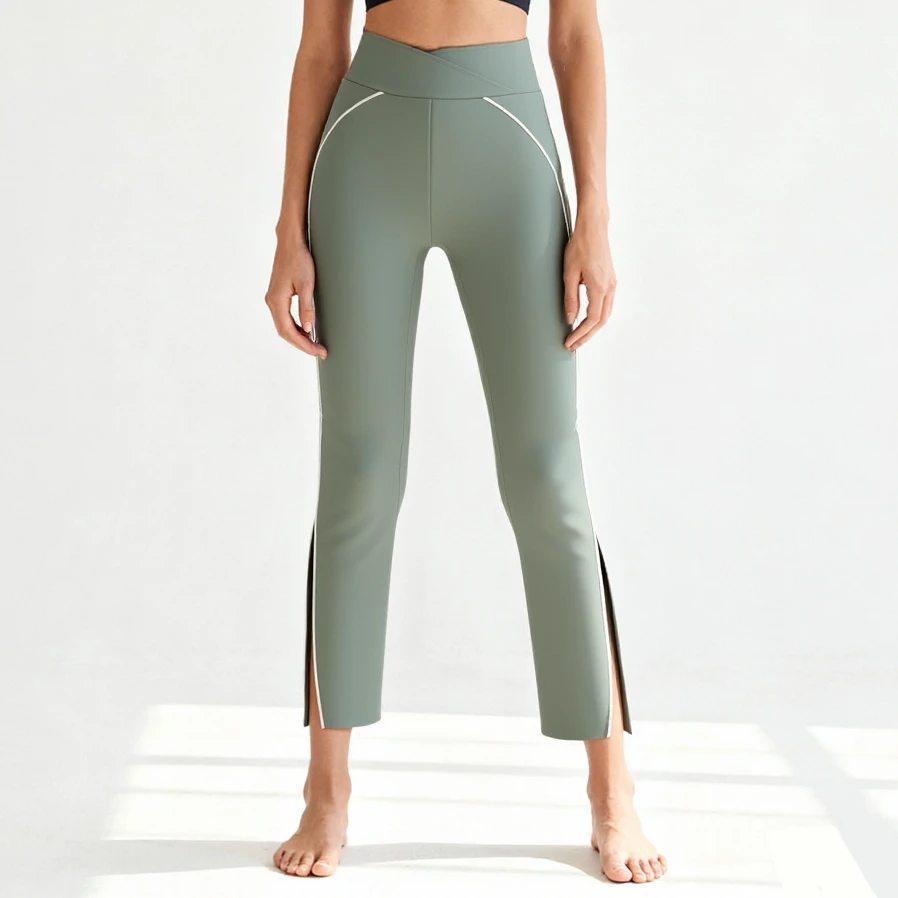 European American Women's High-Waisted Autumn Winter Sports Tight Pants New Flared Shaping Micro-Flared Yoga Leggings