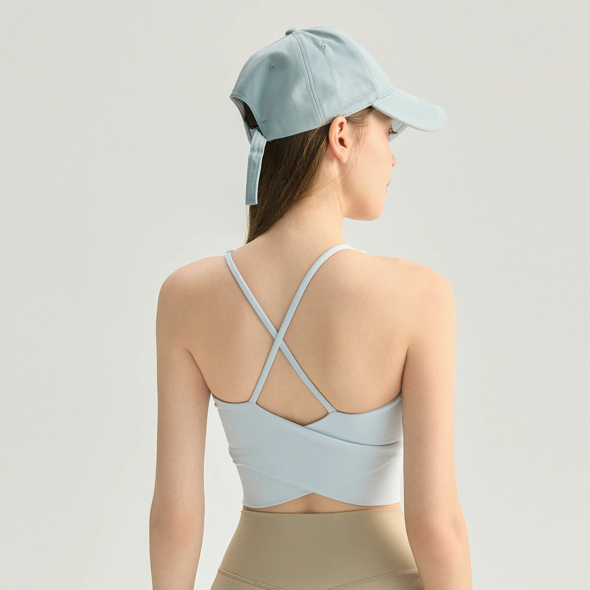 Yoga Sports Bra Fixed Cups Lightweight Breathable Push-up Thin Straps Criss-cross Back Four-Way Stretch Quick Dry