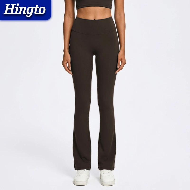 Hingto Pre-Sale In-Stock High Quality Nylon Spandex Yoga Flare Leggings